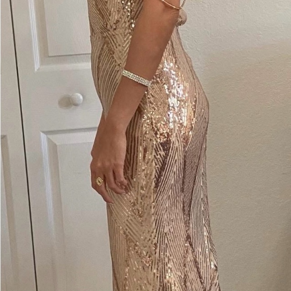 Missguided Gold Sequin Off-the-Shoulder Gown